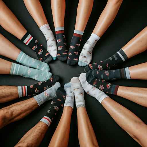 Grupowe zdjęcie w pasujących skarpetkach